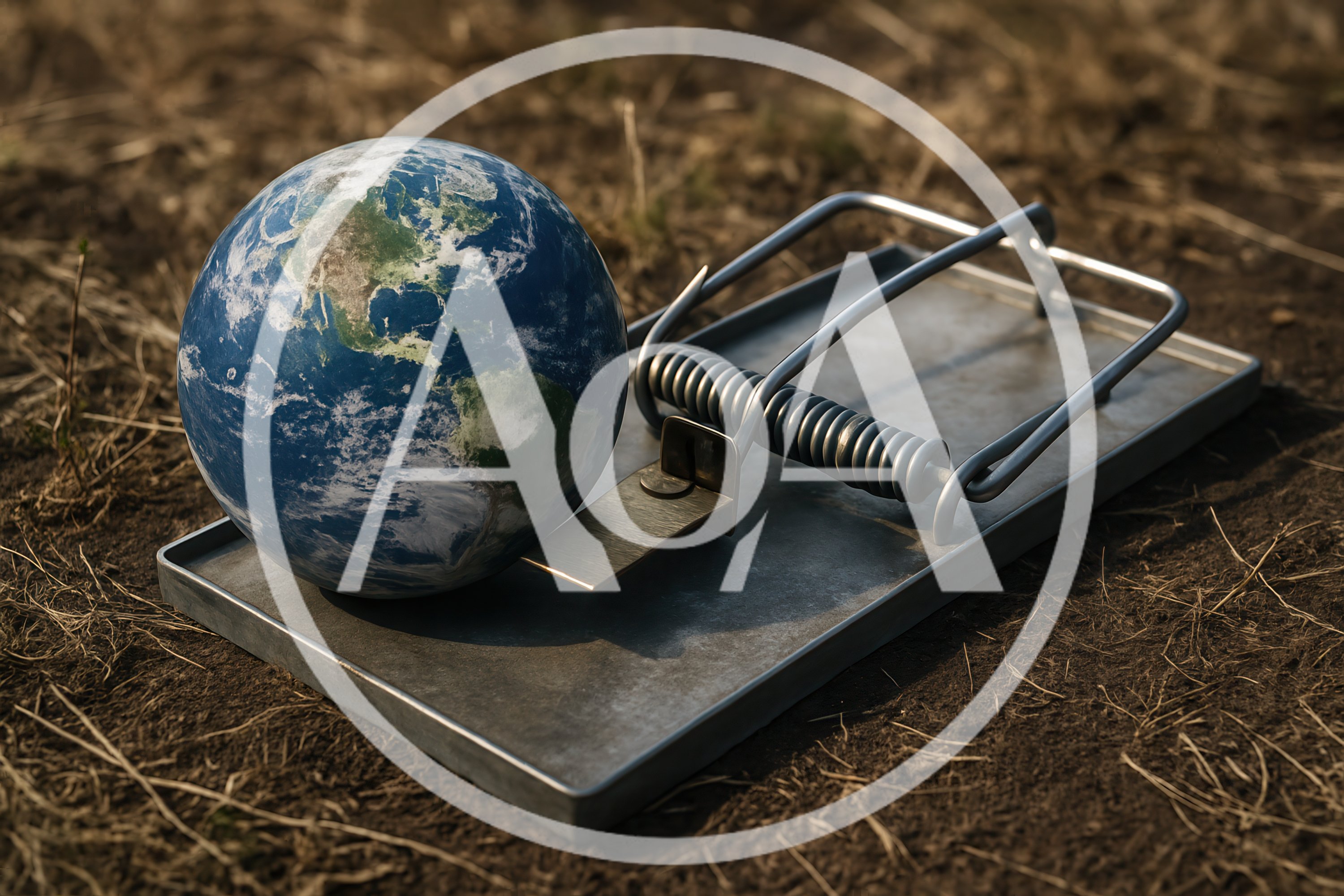 Earth Globe Resting On A Metal Mouse Trap