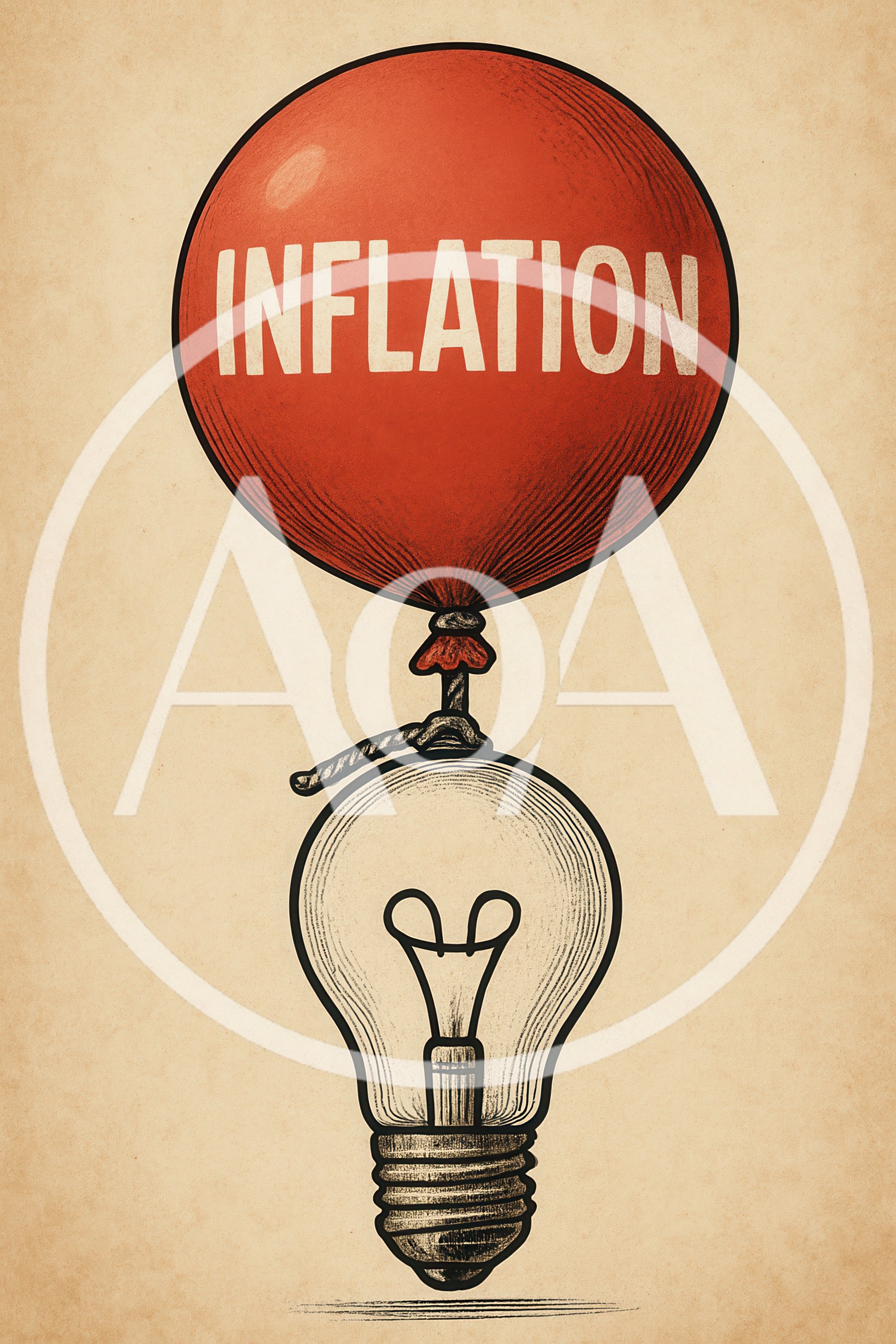 Conceptual Illustration of Inflation Lifting a Lightbulb
