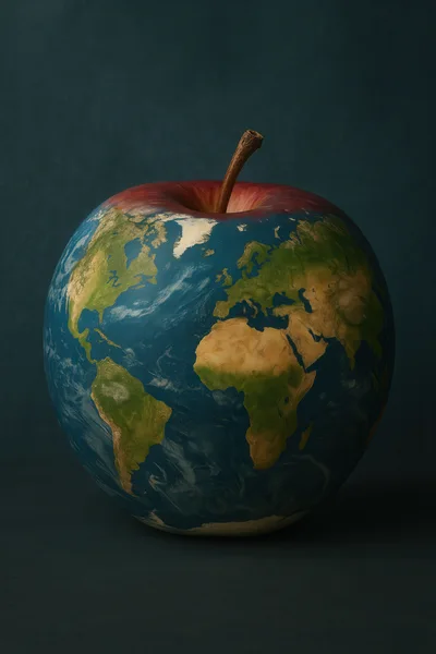 Apple Shaped Like Earth Globe Concept