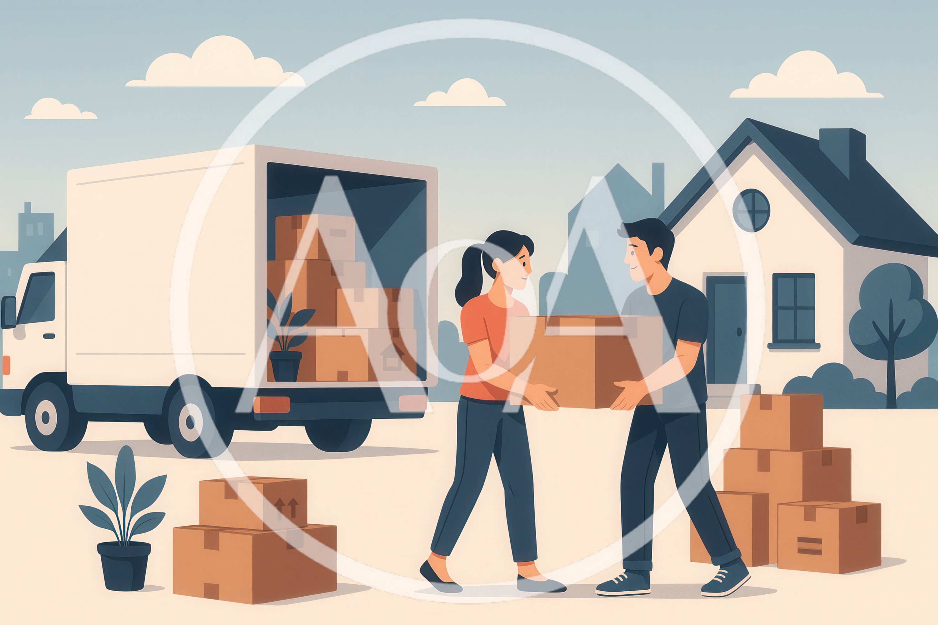 Couple Moving Boxes Into New Home