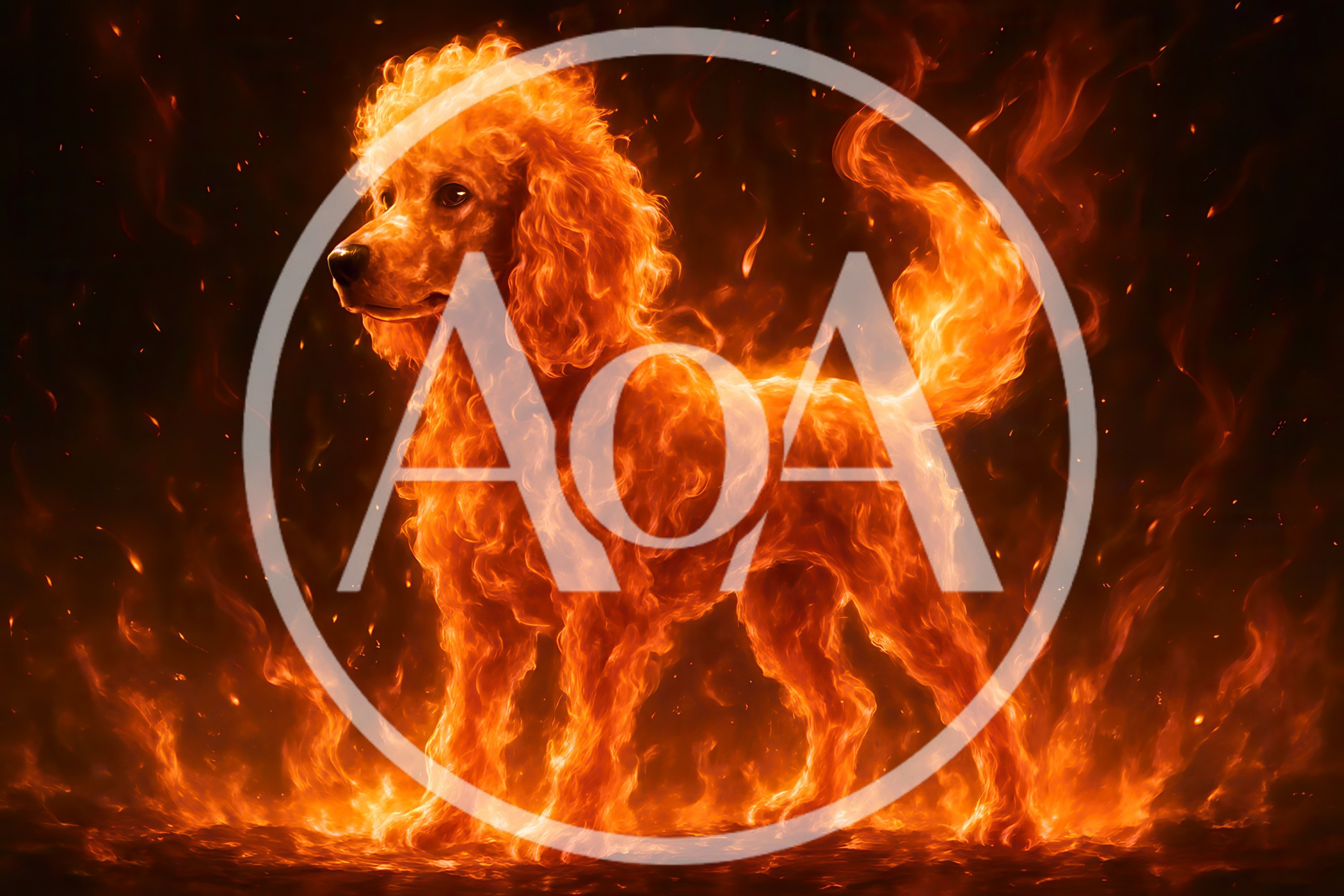Fiery Poodle Dog Made Of Burning Flames