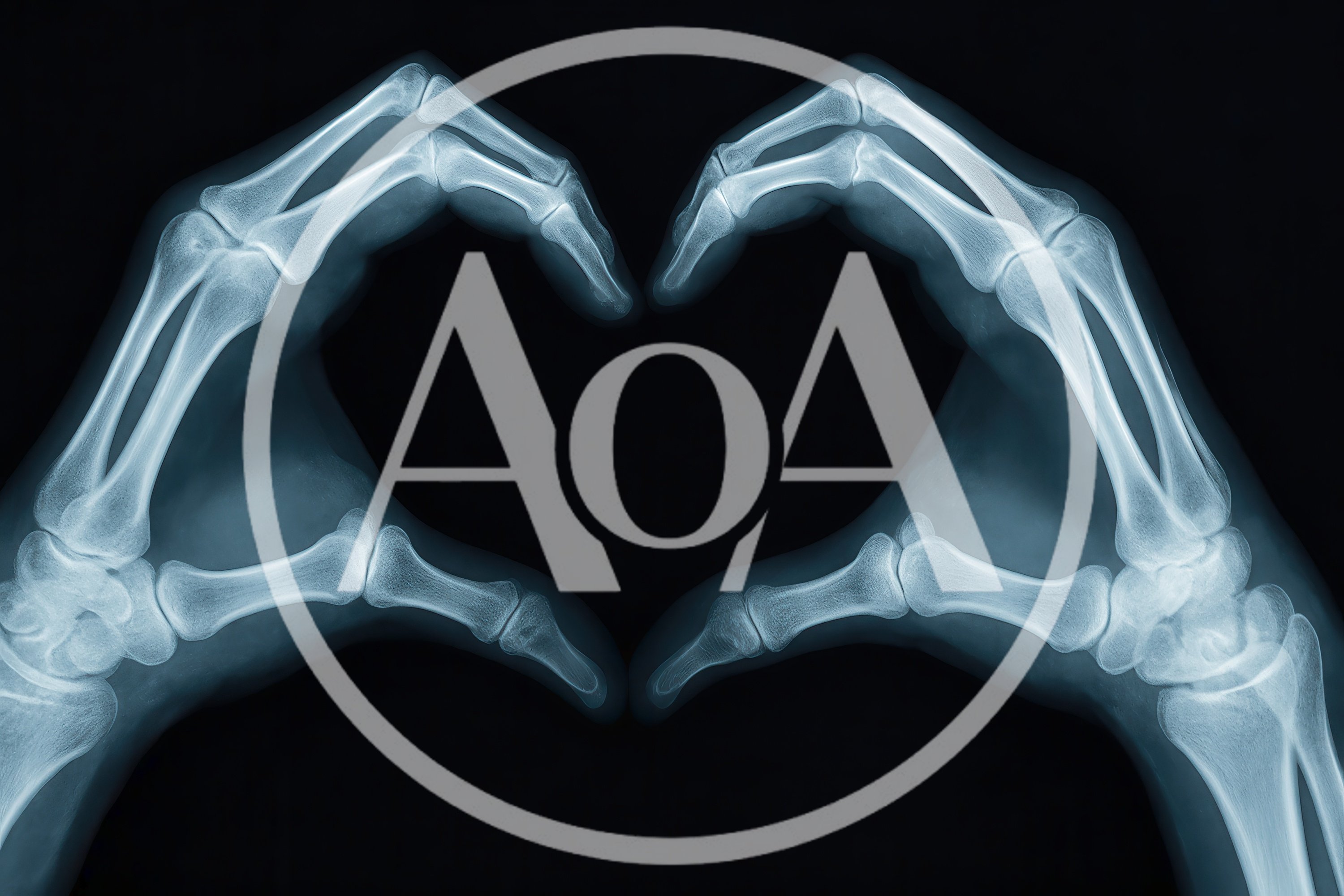 X-Ray Image Of Human Hands Forming A Heart Shape