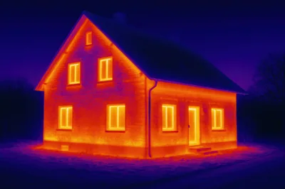 Thermal Imaging Of A Residential House Exterior