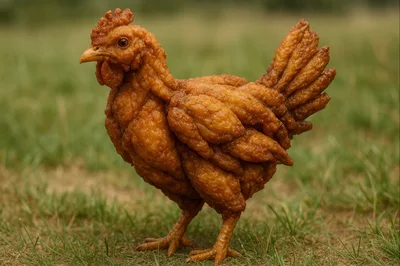 Fried Chicken Shaped Like A Realistic Live Hen