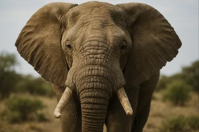 Close Up Portrait Of An African Elephant