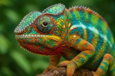 Vibrant Panther Chameleon Perched On A Branch