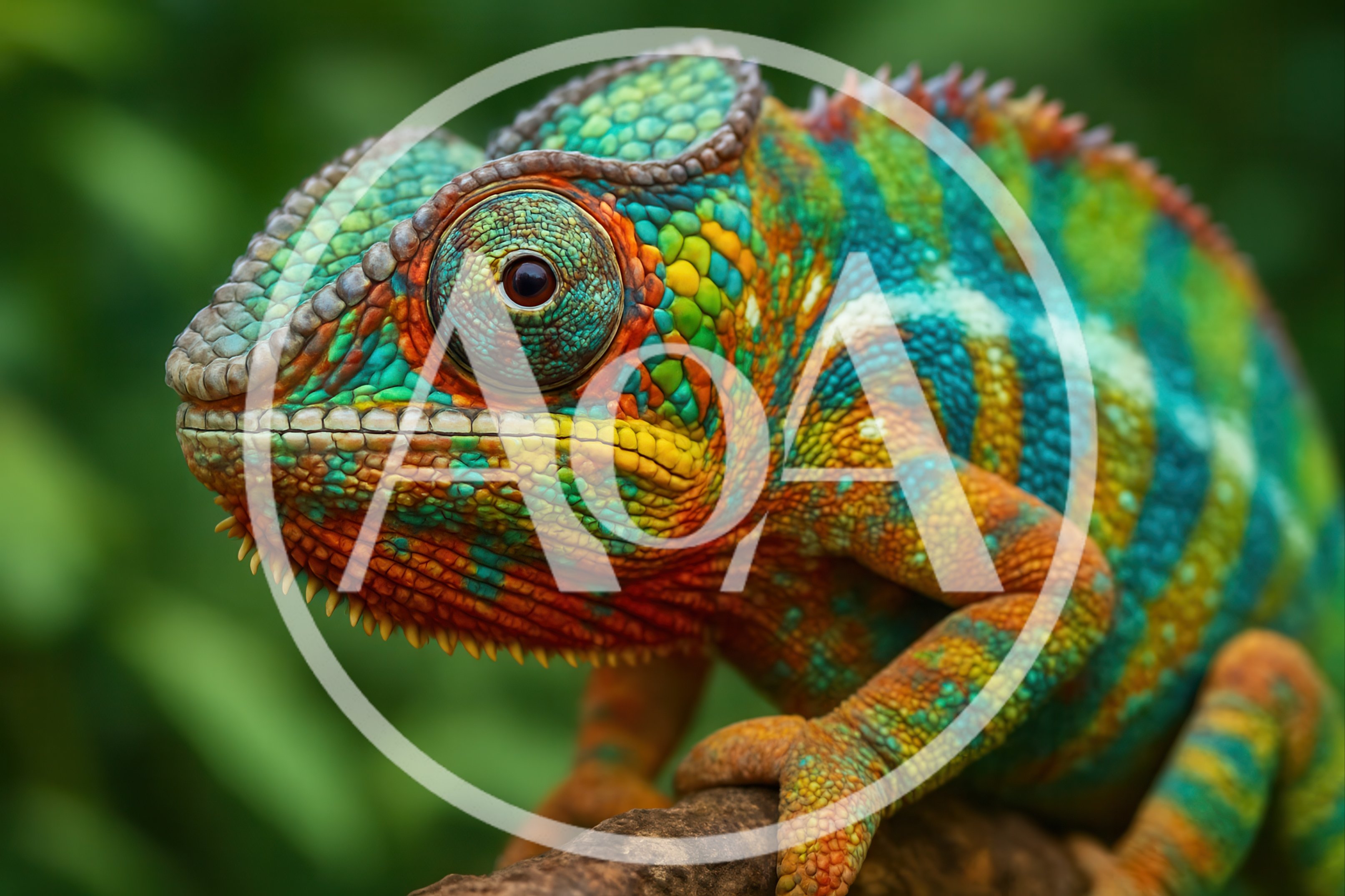 Vibrant Panther Chameleon Perched On A Branch