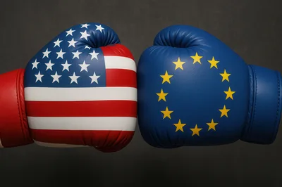 Boxing Gloves Featuring United States And European Union Flags