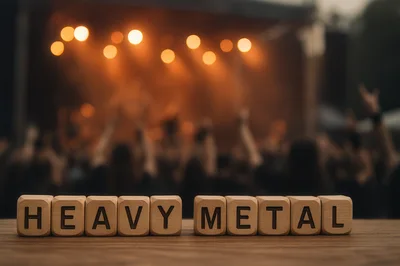 Wooden Blocks Spelling Heavy Metal At A Concert