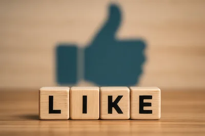 Wooden Blocks Spelling Like With Thumbs Up Icon