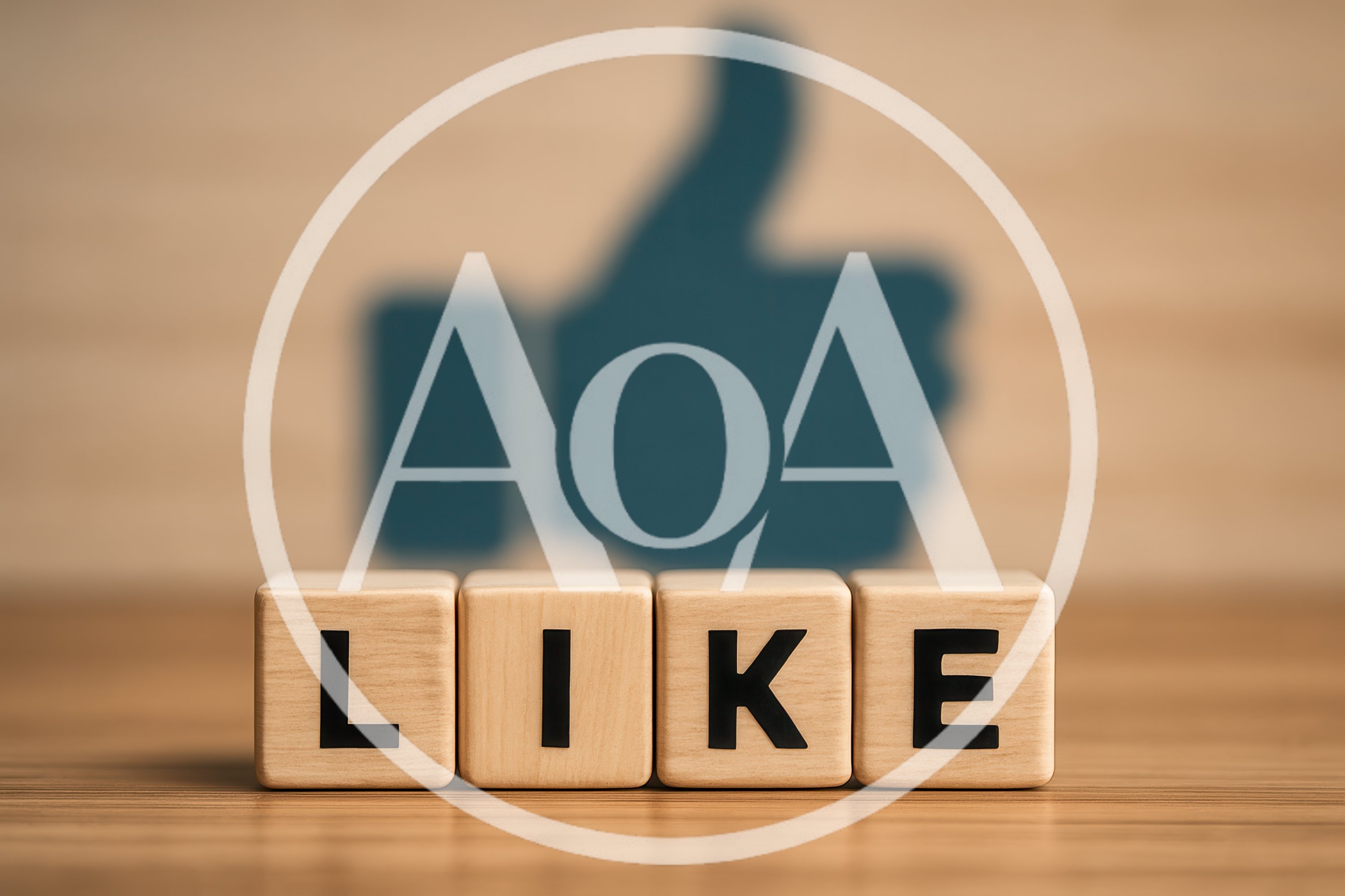 Wooden Blocks Spelling Like With Thumbs Up Icon