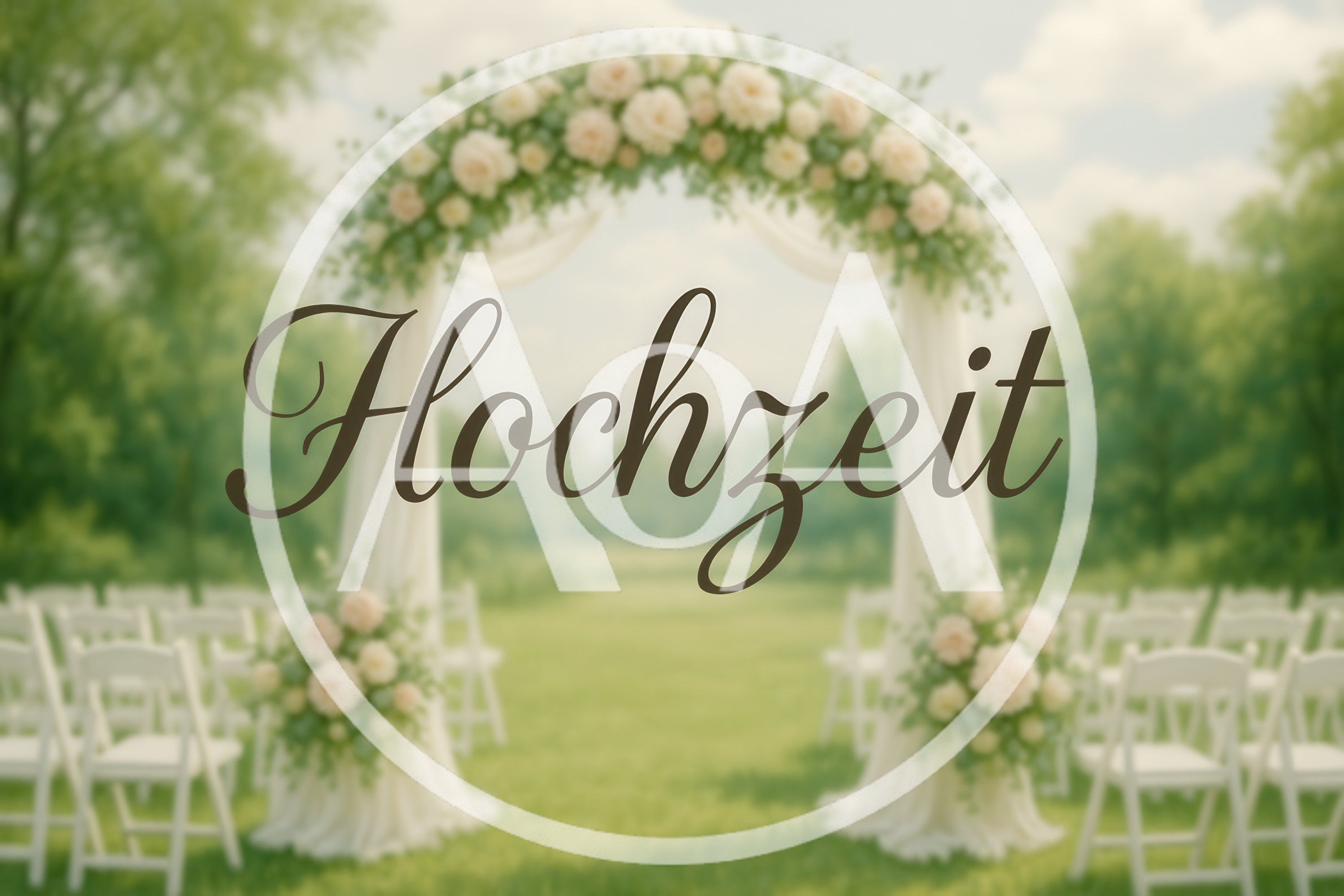 Outdoor Wedding Ceremony Setup With Floral Arch