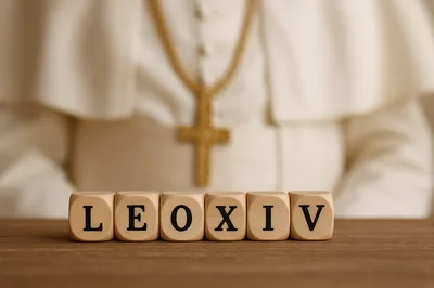 Wooden Blocks Spelling Leo XIV Before A Pope