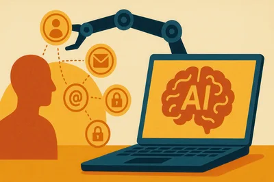 Artificial Intelligence Robotic Arm Interacting With Digital Data