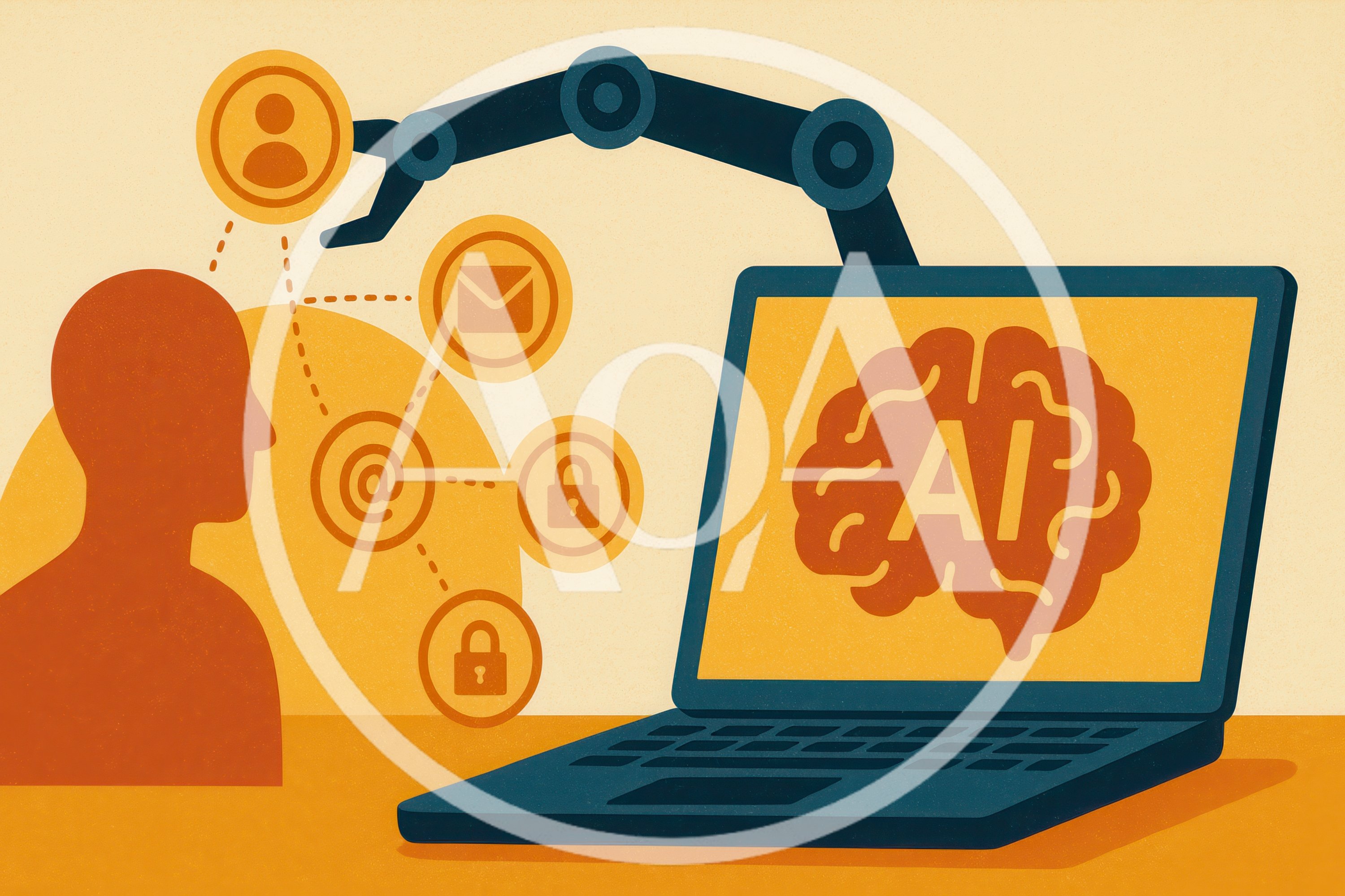 Artificial Intelligence Robotic Arm Interacting With Digital Data