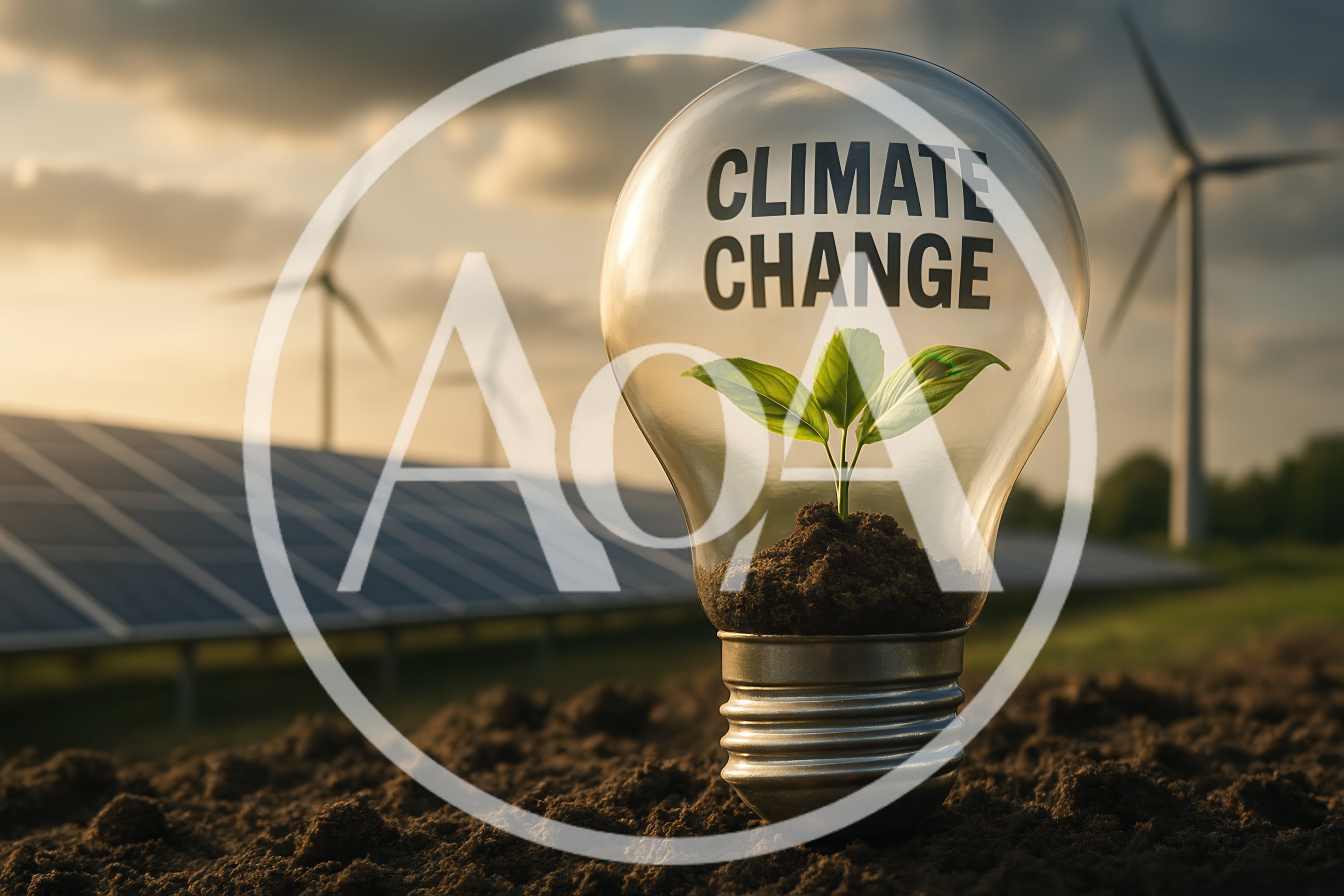 Light Bulb With Plant Symbolizing Climate Change Solutions