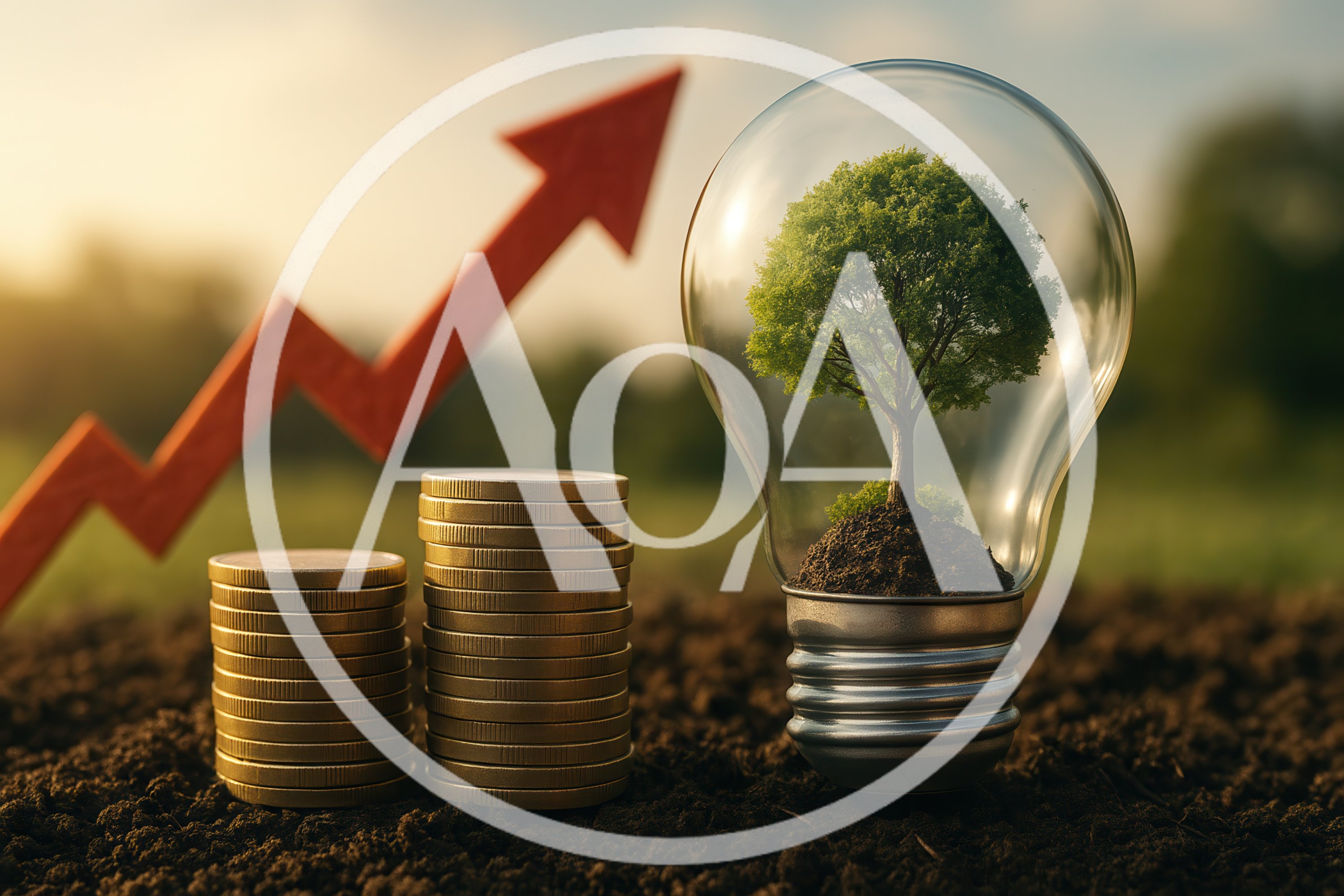 Green Energy Investment Concept With Coins And Lightbulb