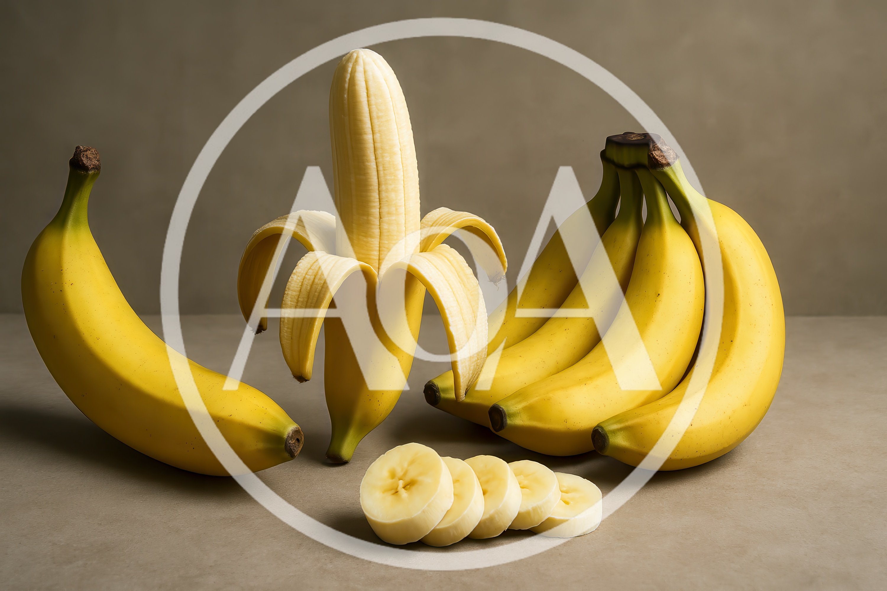 Fresh Yellow Bananas and Sliced Banana Pieces
