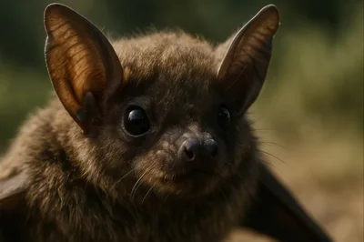Close Up Portrait Of A Brown Bat