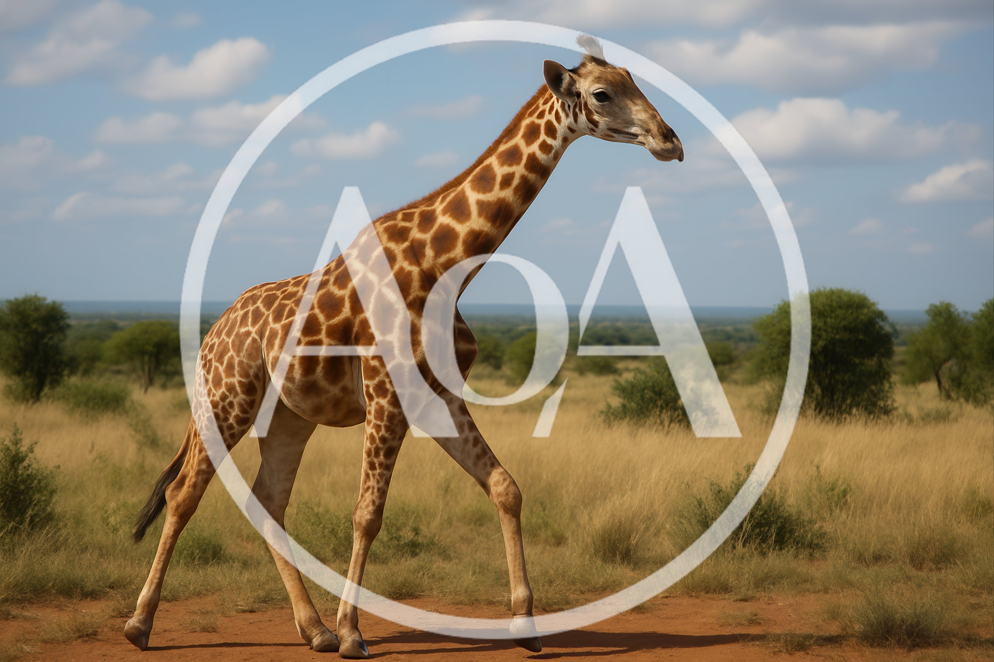 Giraffe Walking Through The African Savanna