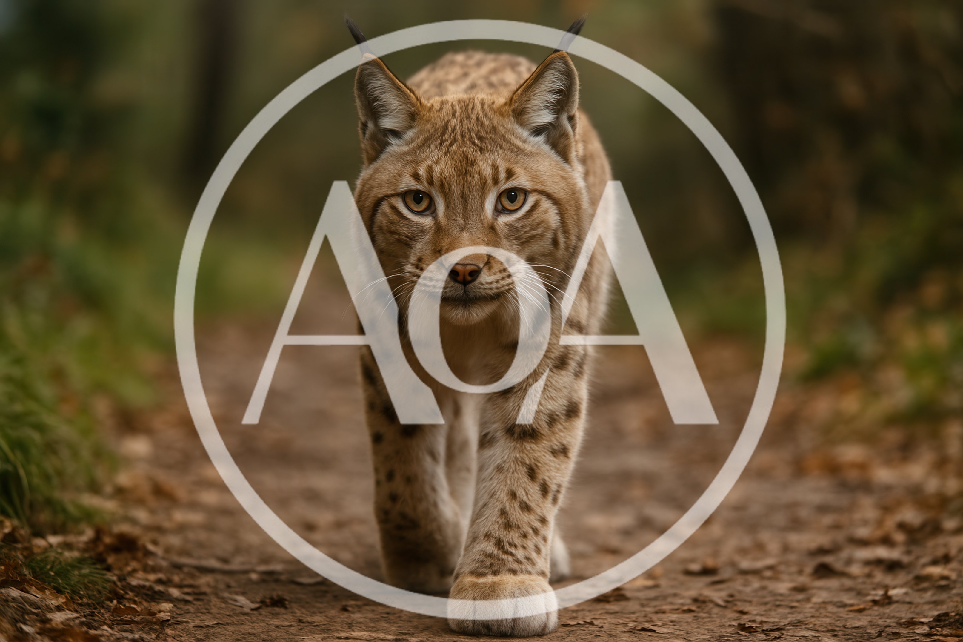 Eurasian Lynx Walking Along A Forest Path