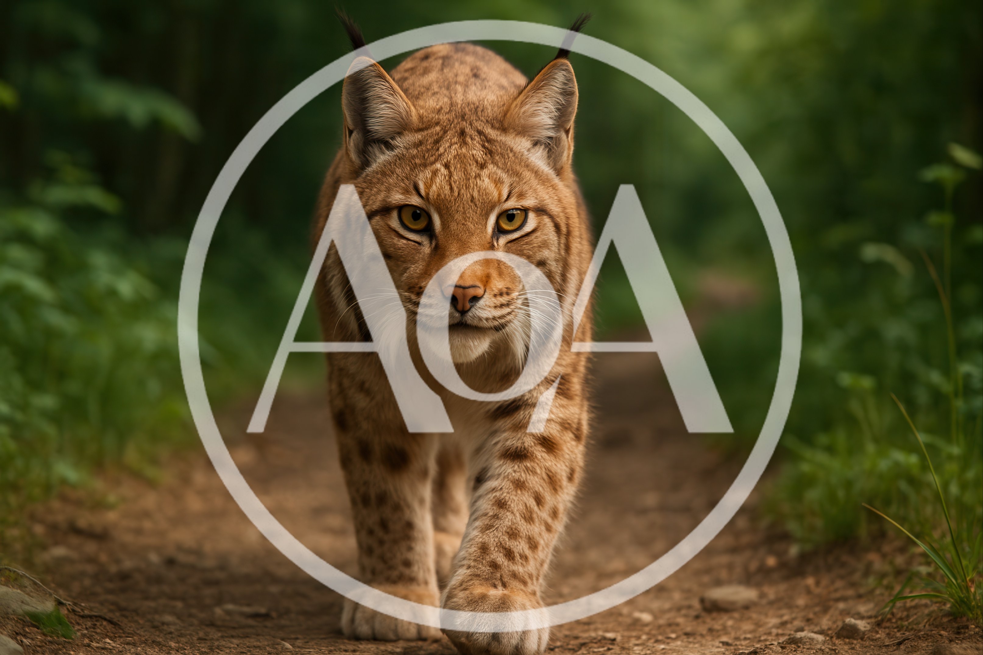 Eurasian Lynx Walking Along A Forest Path