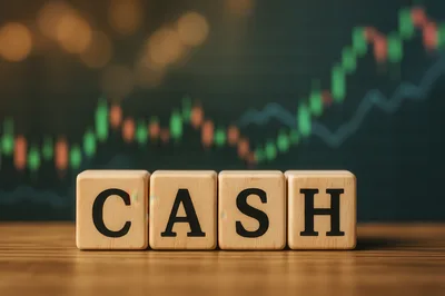 Wooden Blocks Spelling Cash On A Financial Chart Background