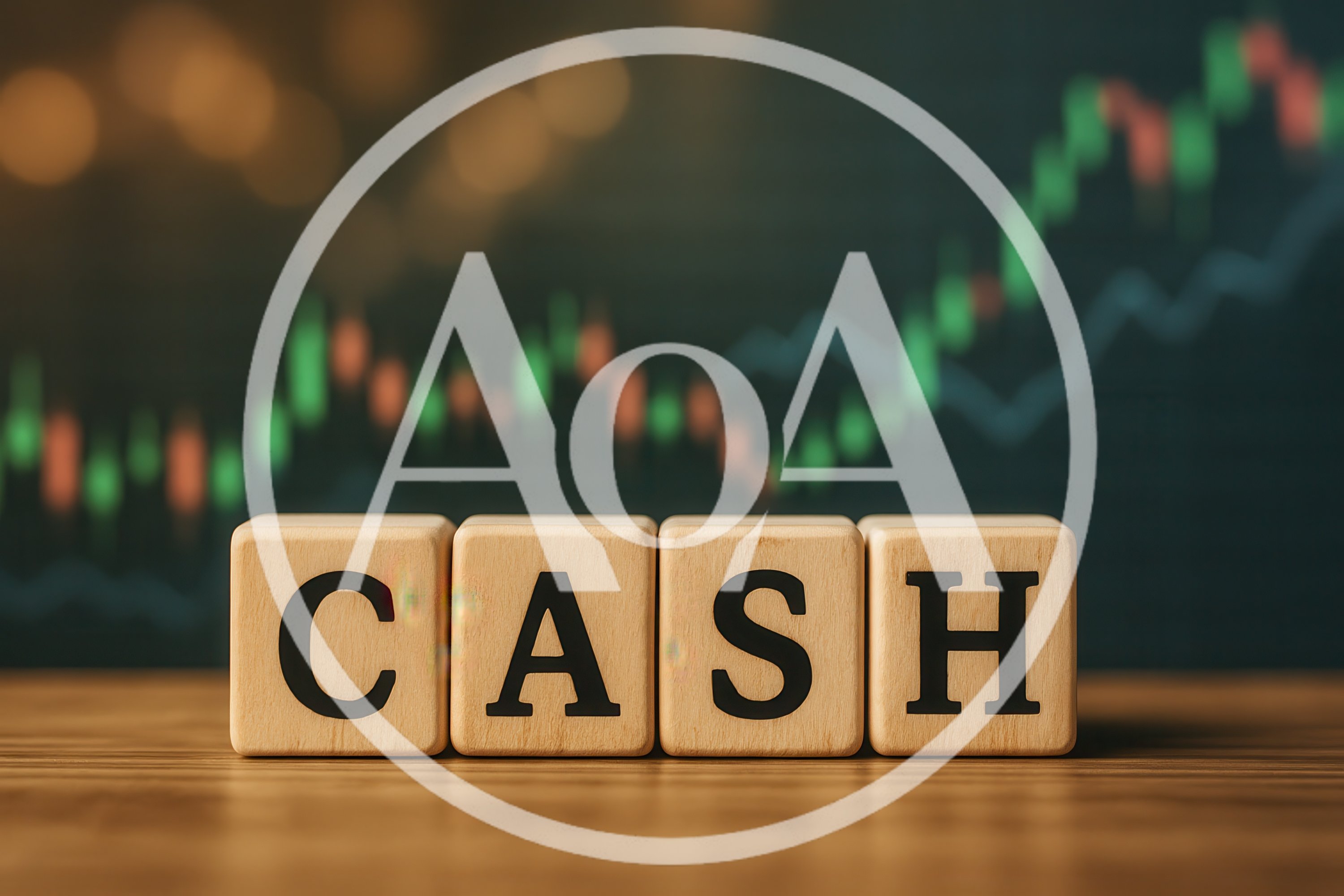 Wooden Blocks Spelling Cash On A Financial Chart Background