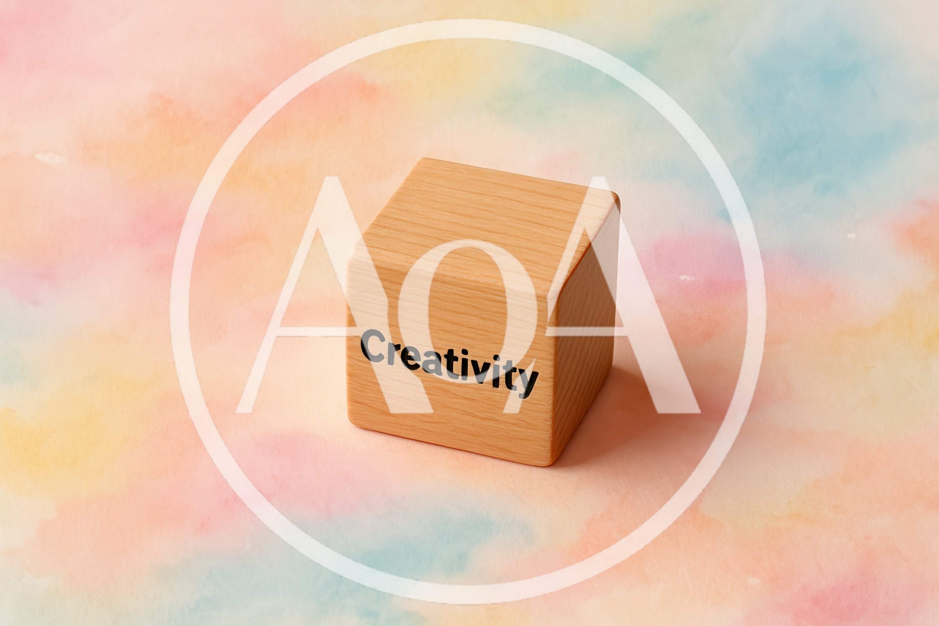 Wooden Block With The Word Creativity On Pastel Background