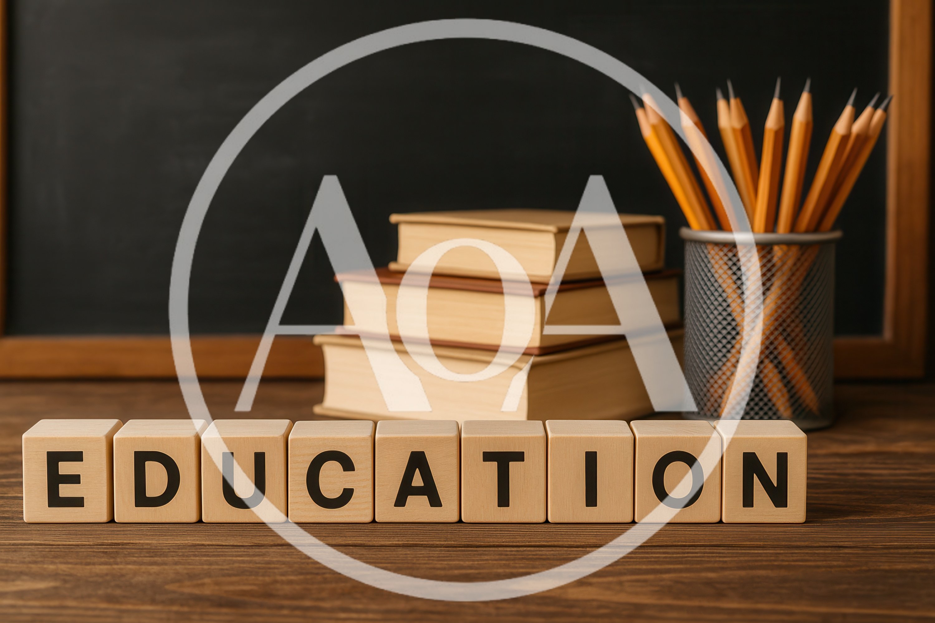 Wooden Blocks Spelling Education With Books And Pencils