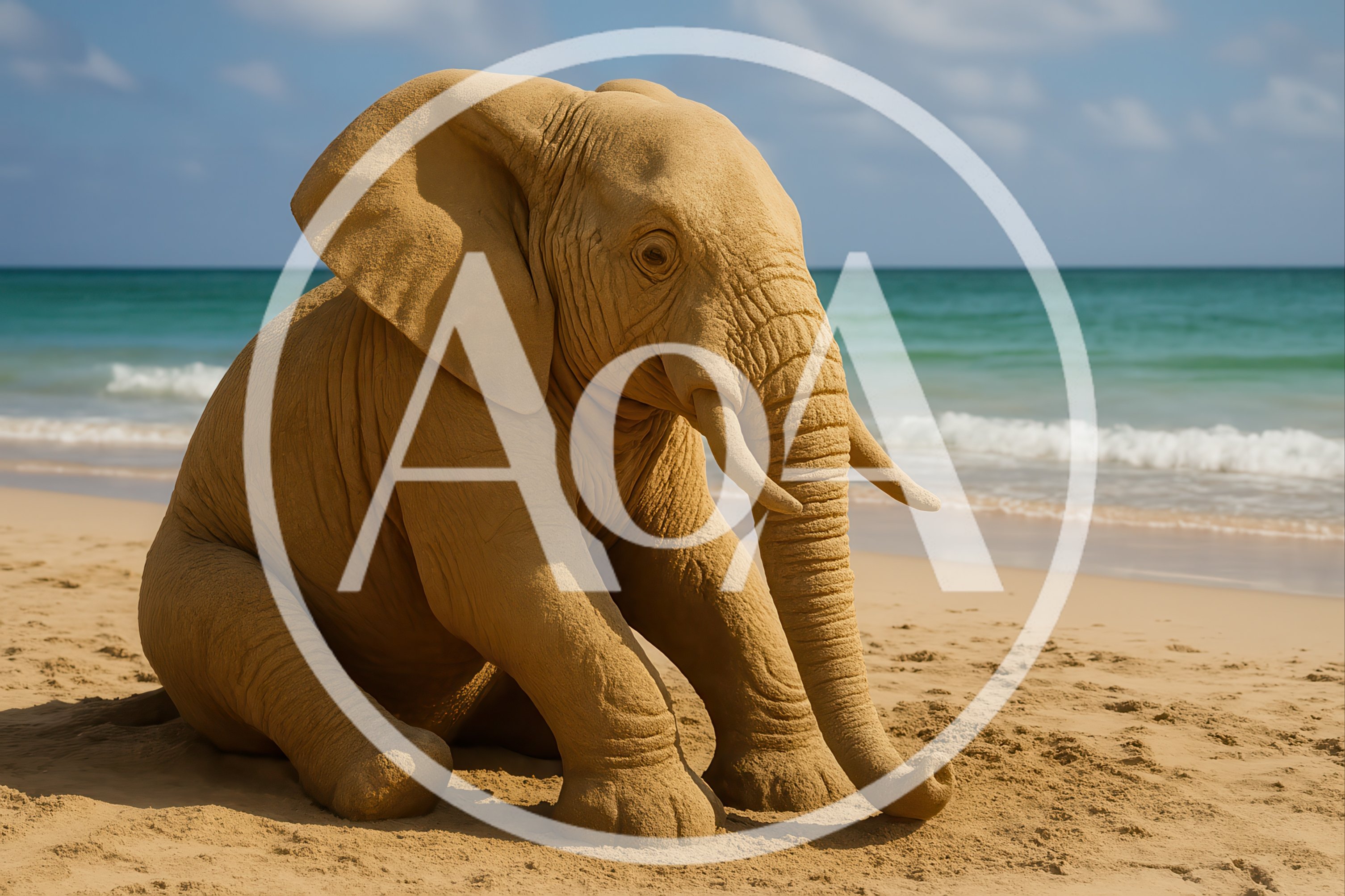 Sand Sculpture Of An Elephant On A Beach