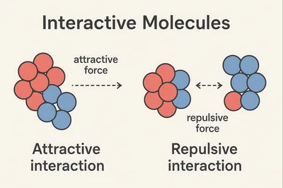 Educational Diagram Illustrating Attractive And Repulsive Molecular Interactions