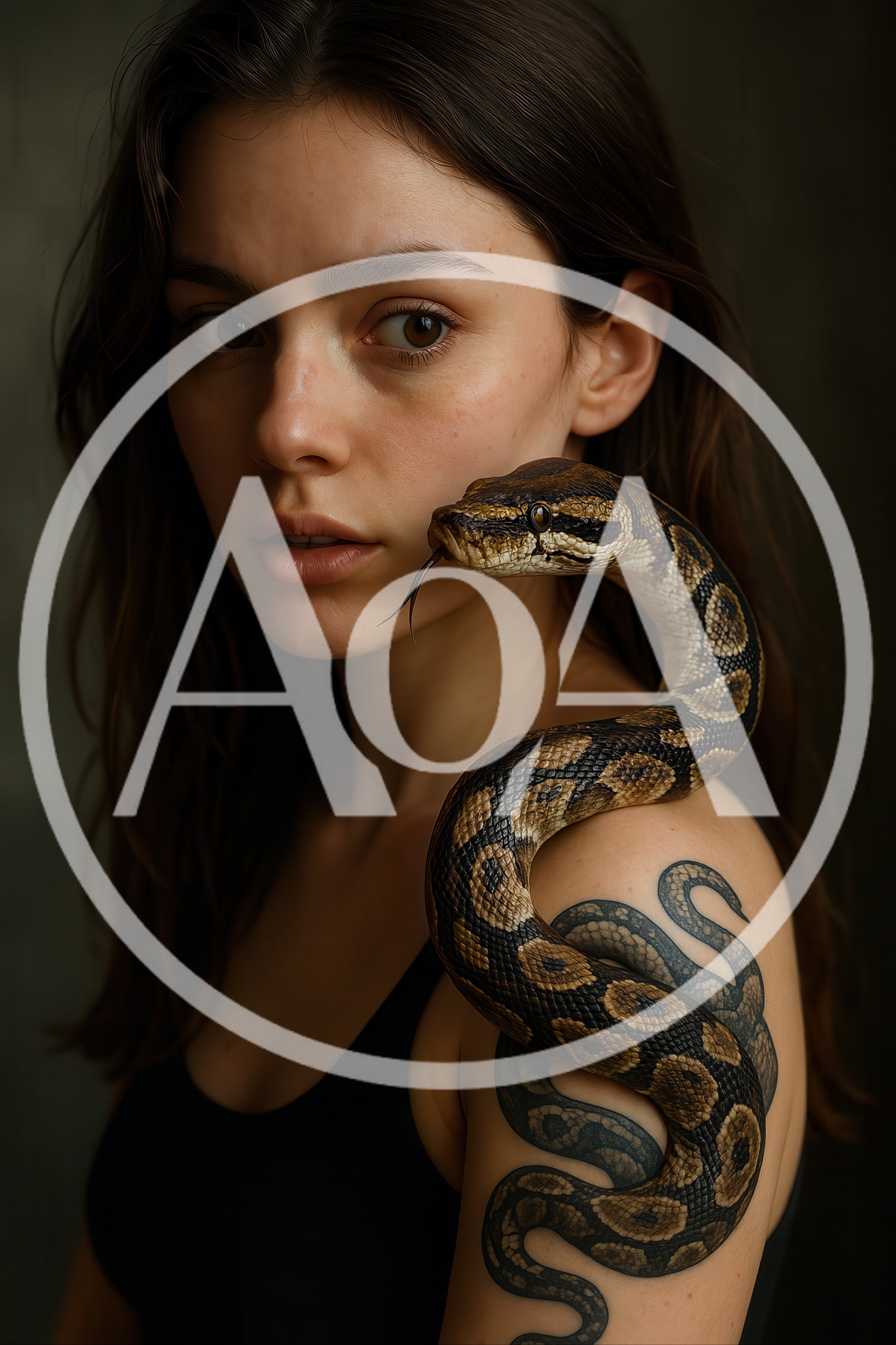 Young Woman With A Python And Snake Tattoo