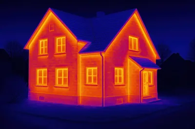 Thermal Imaging Scan Of A Residential House Exterior