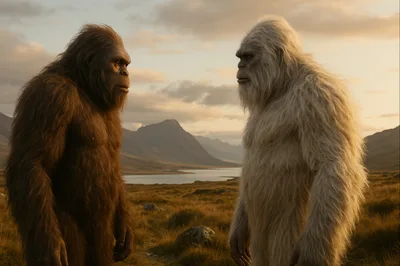 Bigfoot And Yeti Standing Face To Face