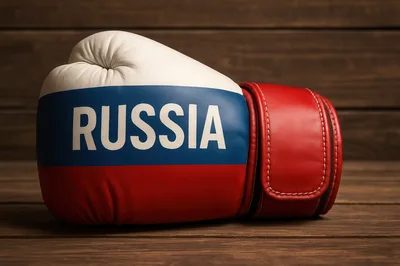 Boxing Glove Featuring The Russian Flag Design