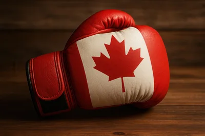 Red Boxing Glove Featuring The Canadian Flag