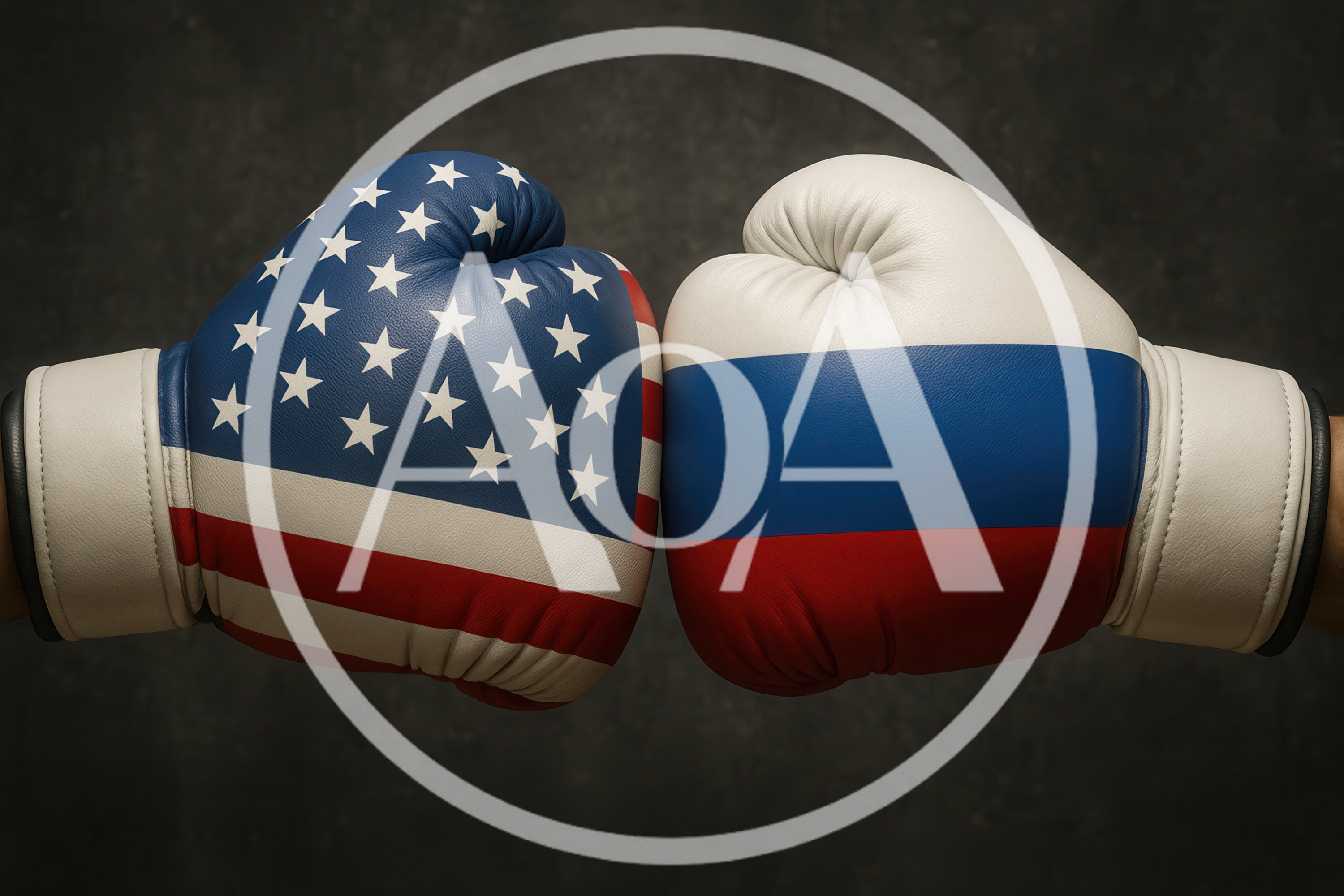 Boxing Gloves With United States And Russia Flags
