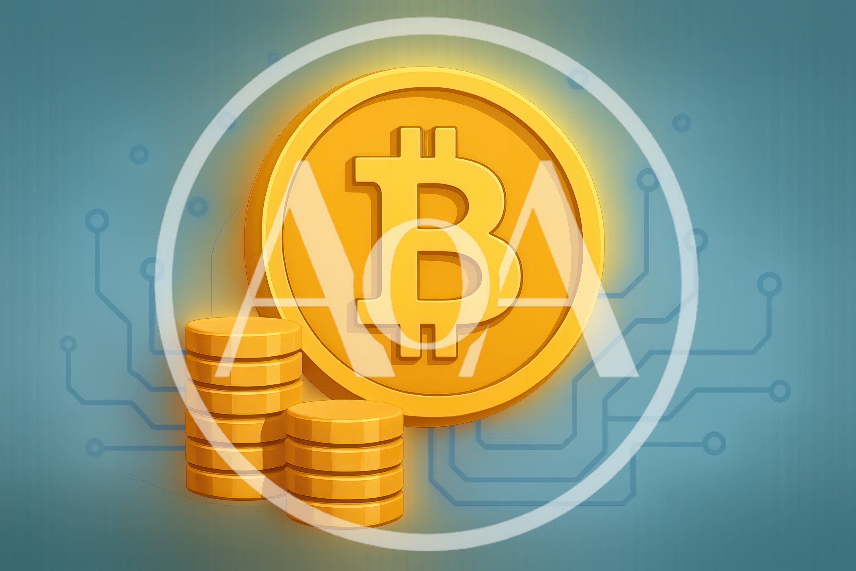 3D Bitcoin Coin With Stacks Of Gold Coins