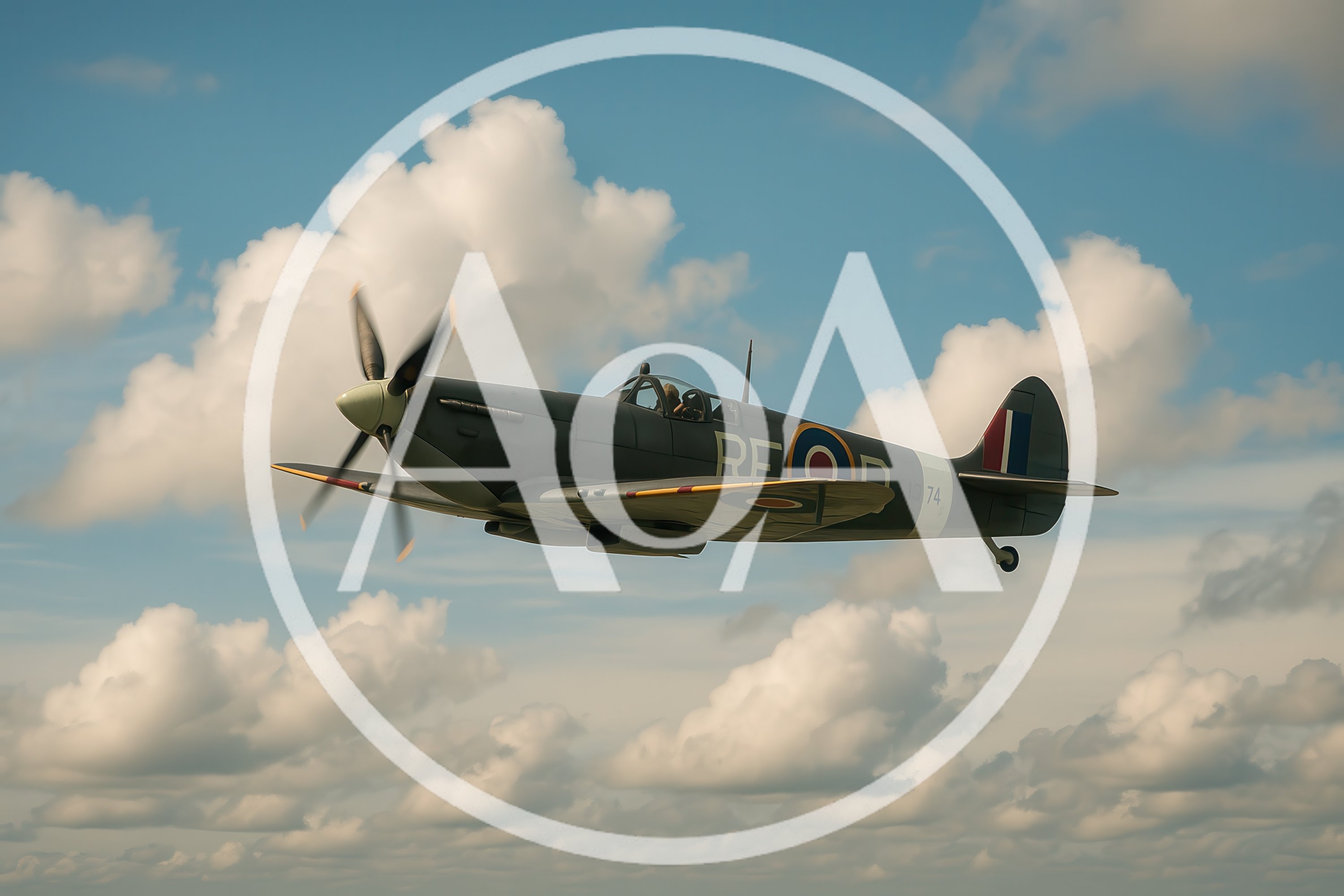 Vintage Supermarine Spitfire Fighter Plane In Flight