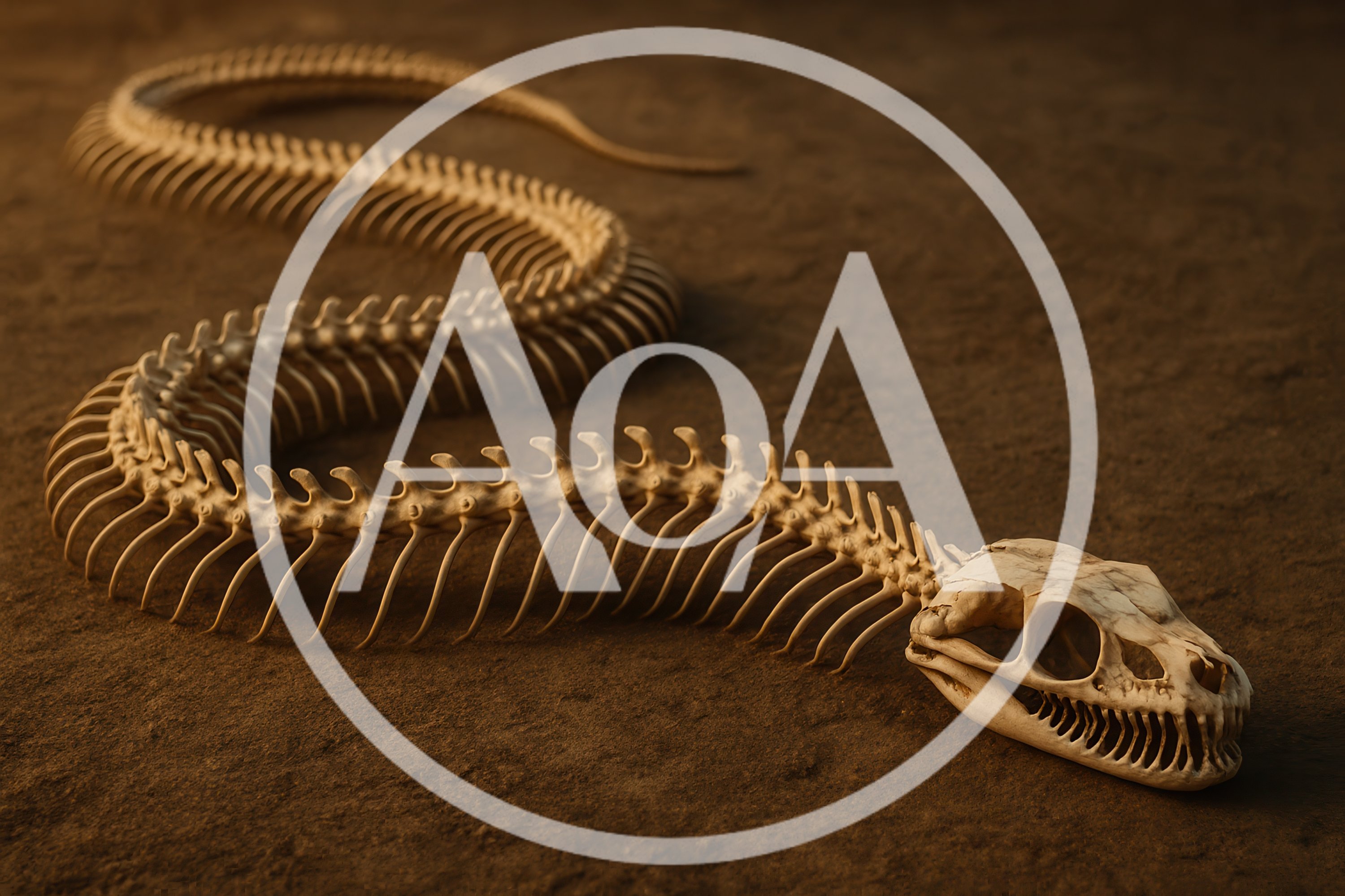 Snake Skeleton Resting On Dusty Ground