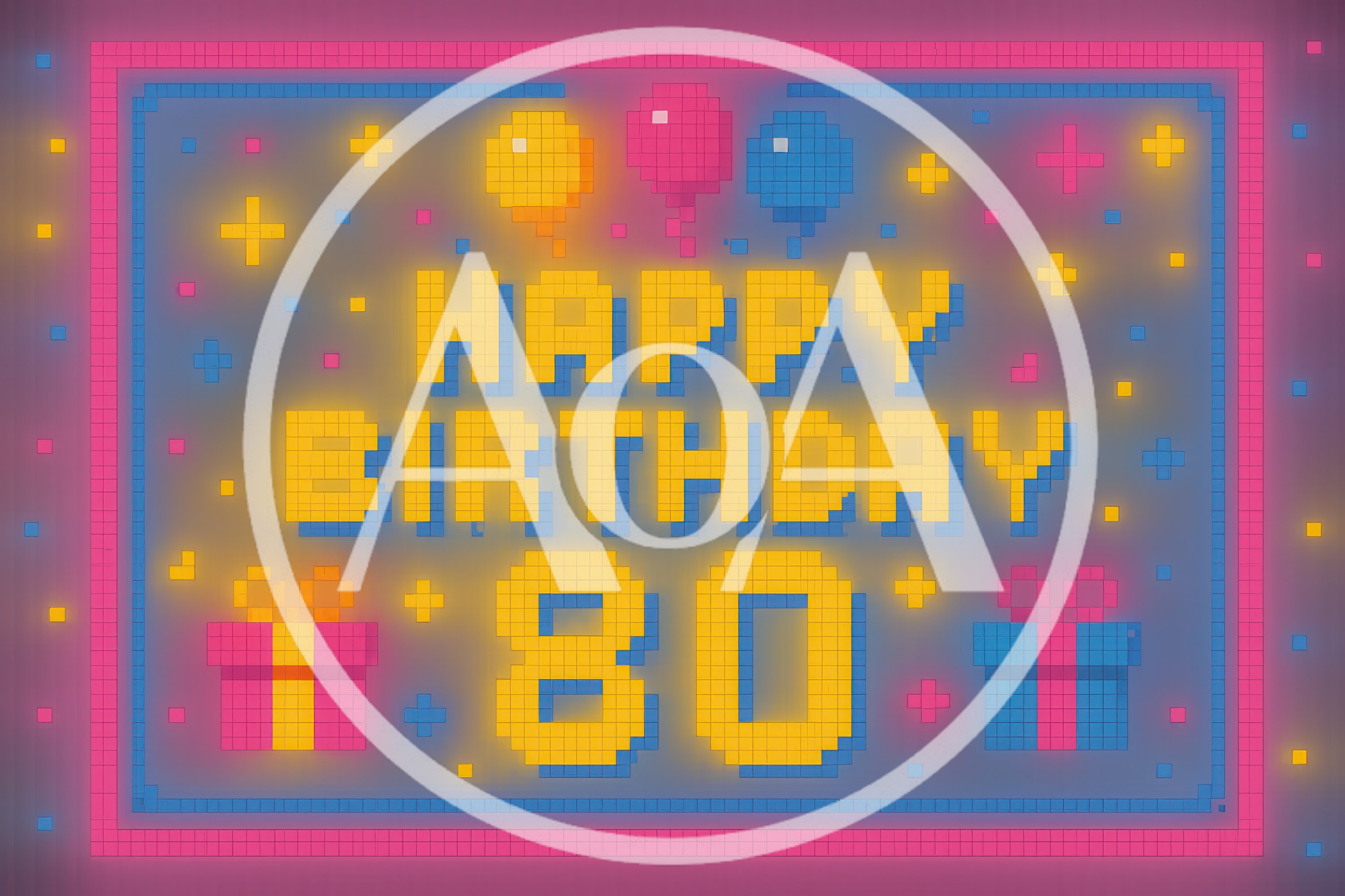 Pixel Art Happy 80th Birthday Greeting Card