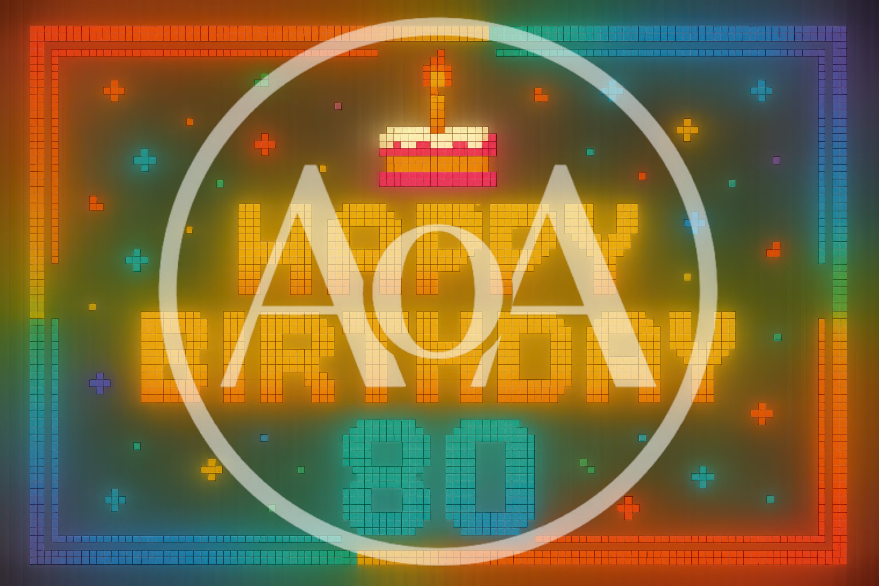 80th Birthday Celebration Pixel Art Graphic