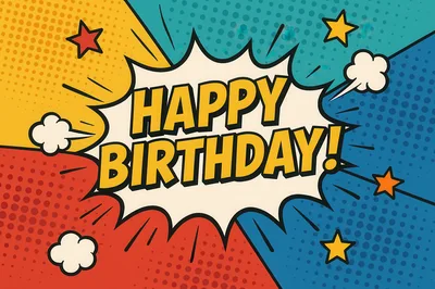Pop Art Style Happy Birthday Comic Book Graphic