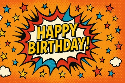 Comic Book Style Happy Birthday Graphic Illustration