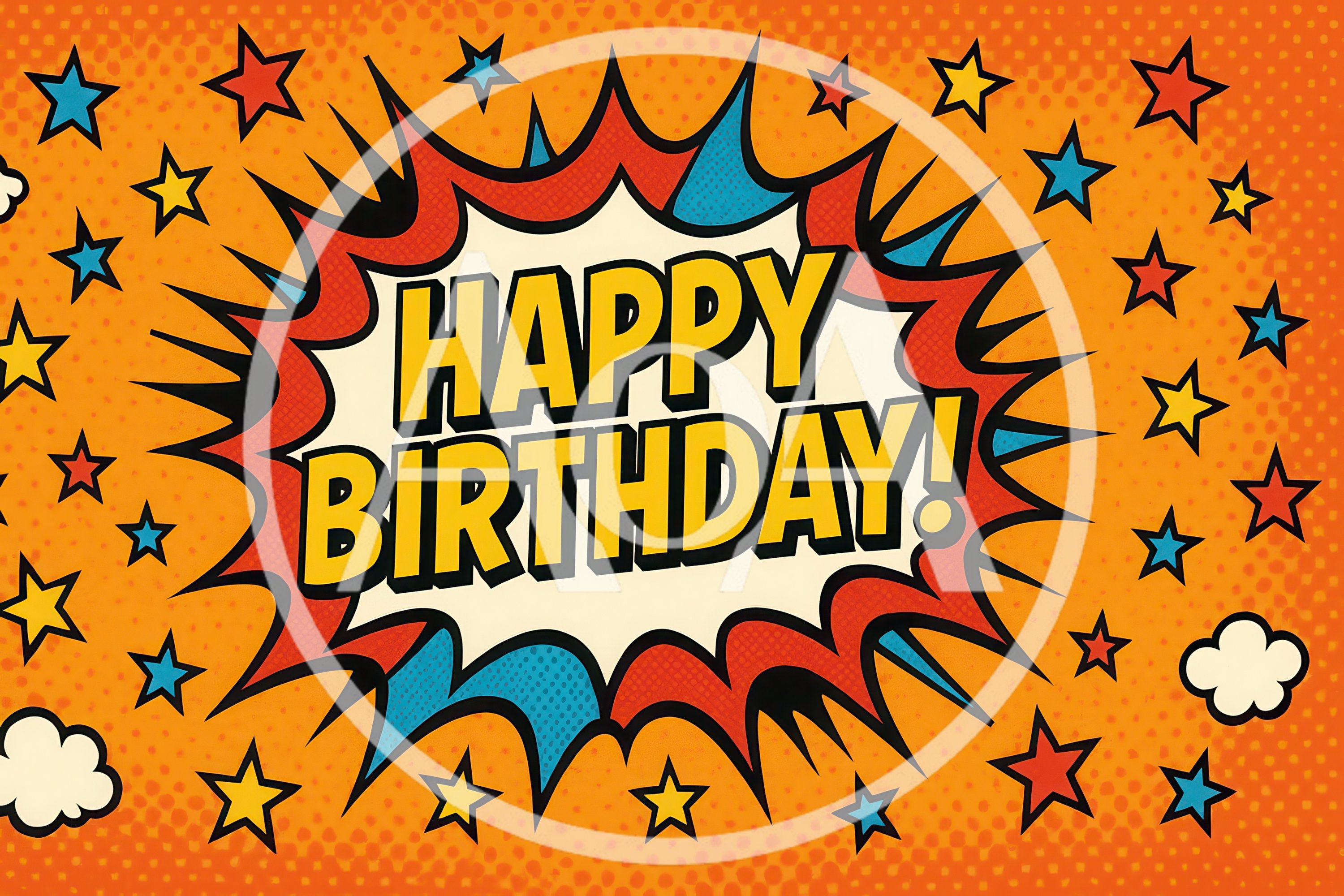Comic Book Style Happy Birthday Graphic Illustration