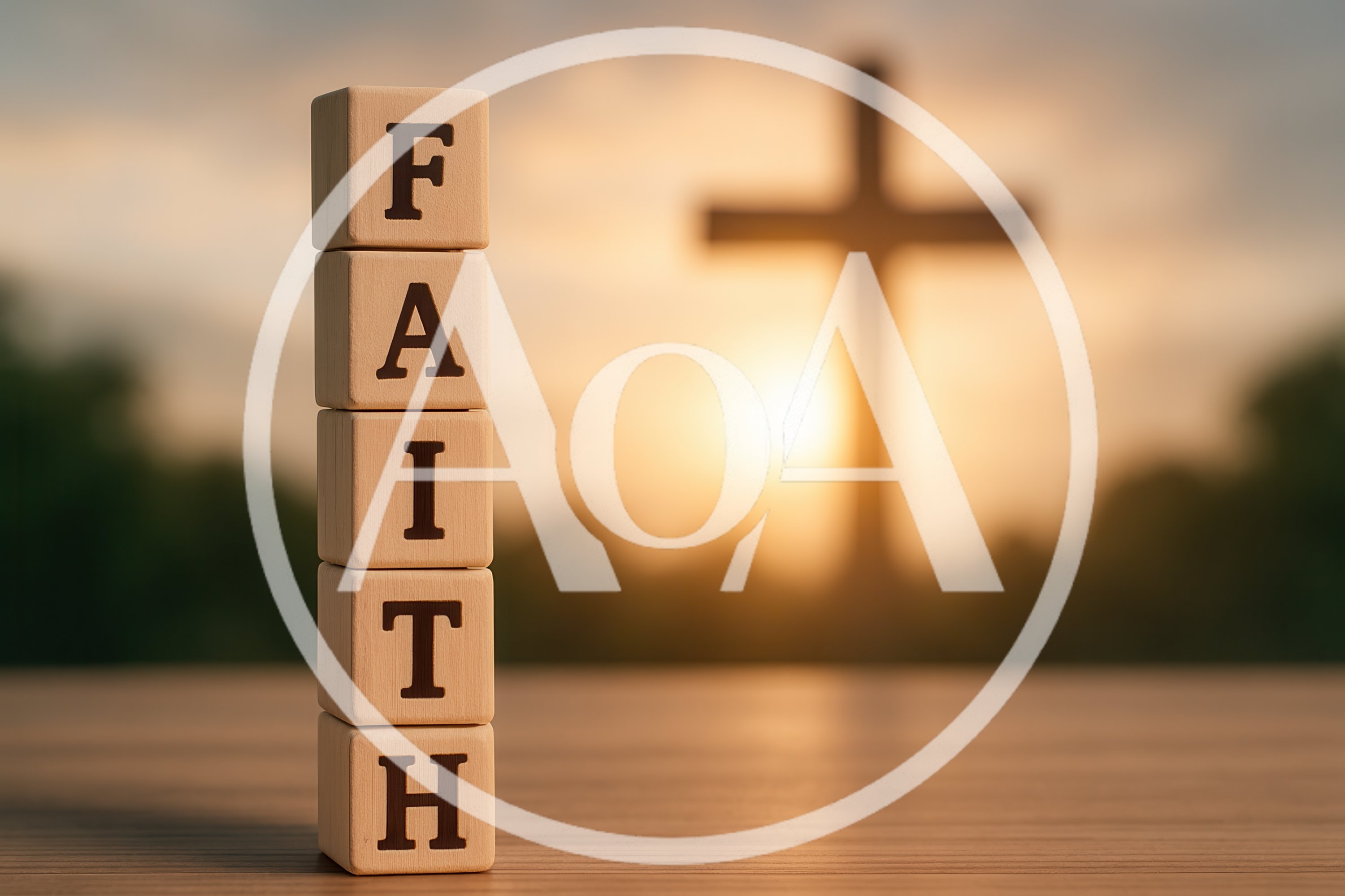 Wooden Blocks Spelling Faith With A Cross Background