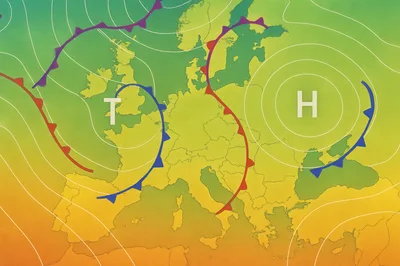 European Weather Map Showing Pressure Systems and Fronts