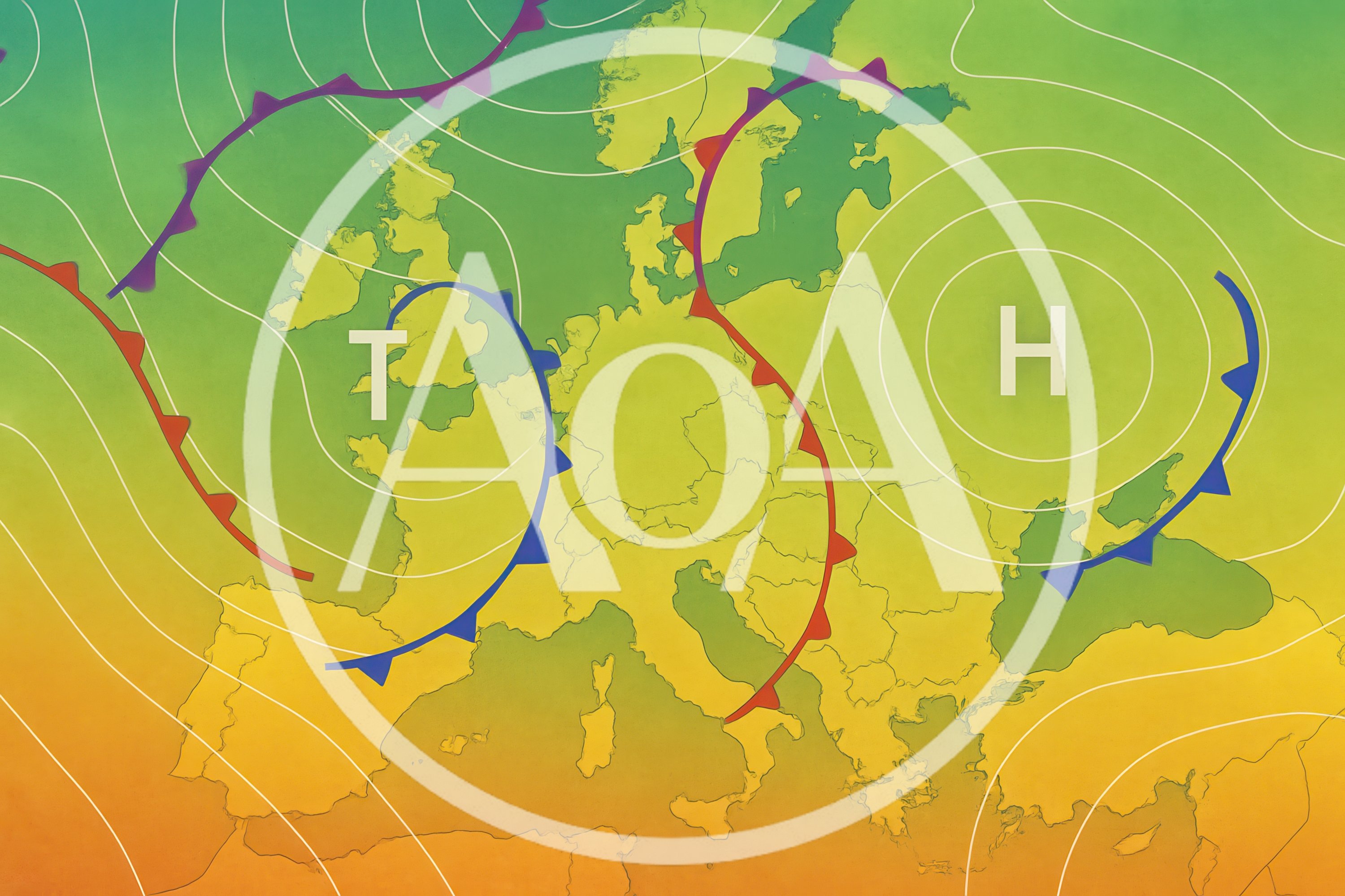 European Weather Map Showing Pressure Systems and Fronts