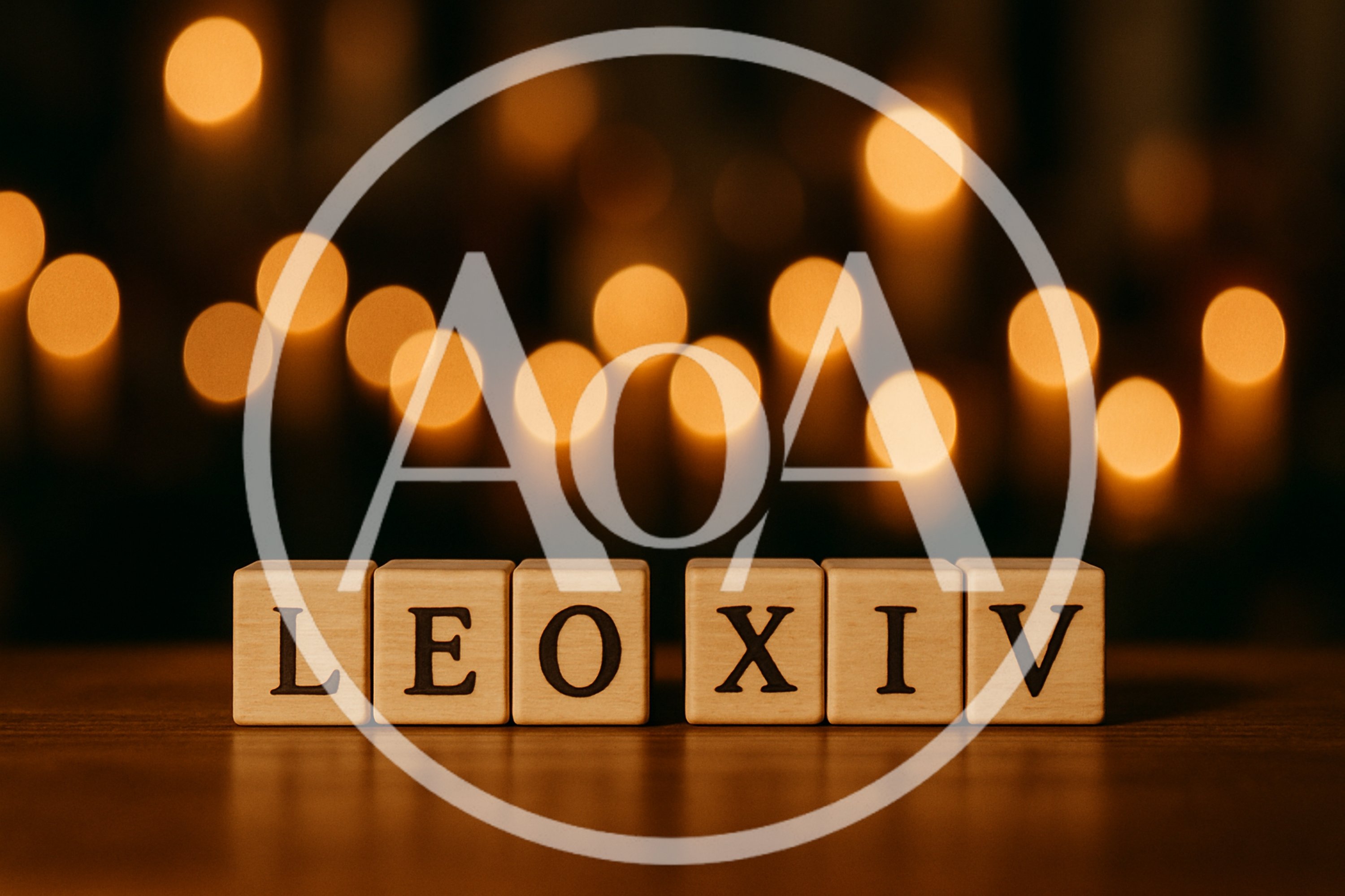Wooden Blocks Spelling LEOXIV Against Blurred Bokeh Lights